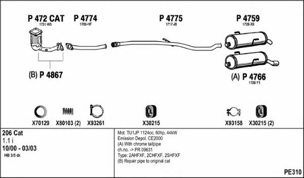  PE310 Система выпуска отработаных газов PE310: Отличная цена - Купить в Польше на 2407.PL!