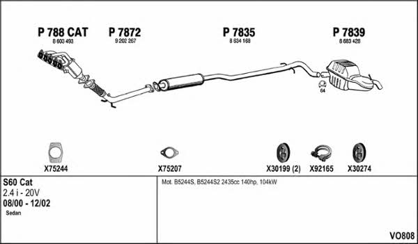  VO808 Exhaust system VO808: Buy near me in Poland at 2407.PL - Good price!