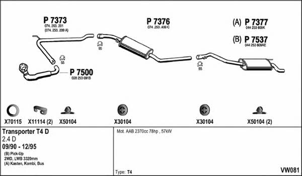  VW081 Exhaust system VW081: Buy near me in Poland at 2407.PL - Good price!