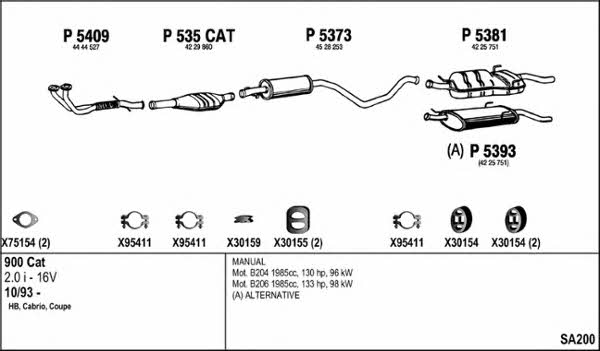  SA200 Exhaust system SA200: Buy near me in Poland at 2407.PL - Good price!