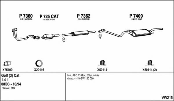  VW215 Система выпуска отработаных газов VW215: Отличная цена - Купить в Польше на 2407.PL!