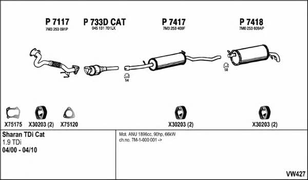  VW427 Система випуску відпрацьованих газів VW427: Приваблива ціна - Купити у Польщі на 2407.PL!