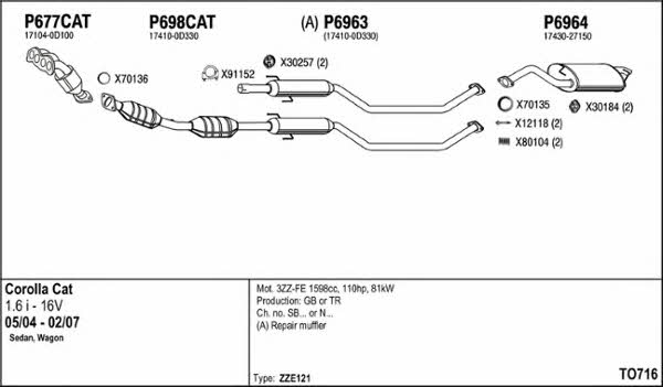  TO716 Exhaust system TO716: Buy near me in Poland at 2407.PL - Good price!