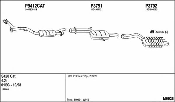  ME936 Exhaust system ME936: Buy near me in Poland at 2407.PL - Good price!