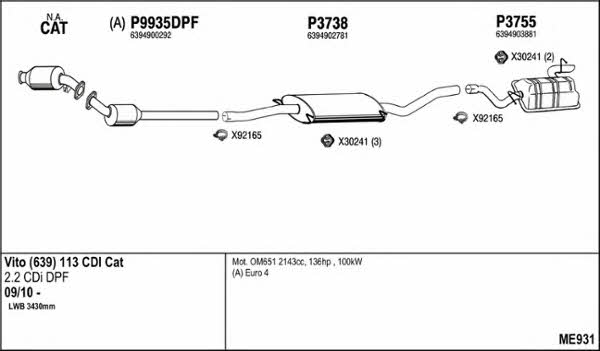 Fenno ME931 Exhaust system ME931: Buy near me in Poland at 2407.PL - Good price!