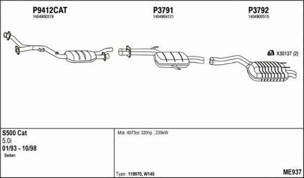  ME937 Exhaust system ME937: Buy near me in Poland at 2407.PL - Good price!