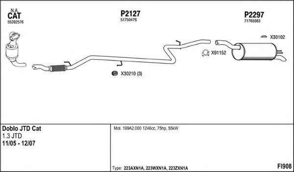  FI908 Exhaust system FI908: Buy near me in Poland at 2407.PL - Good price!