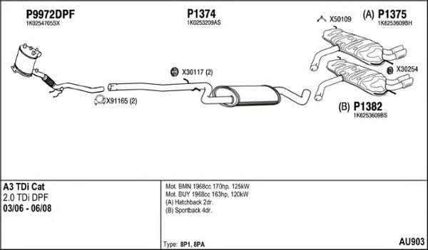  AU903 Exhaust system AU903: Buy near me in Poland at 2407.PL - Good price!