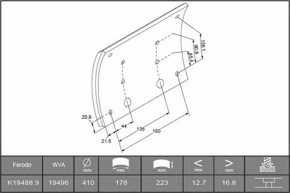 Ferodo K19488.0-F3658 Brake lining set K194880F3658: Buy near me in Poland at 2407.PL - Good price!