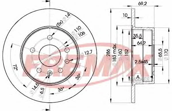 Fremax BD-9210 Rear brake disc, non-ventilated BD9210: Buy near me in Poland at 2407.PL - Good price!