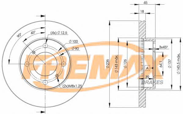 Fremax BD-9282 Front brake disc ventilated BD9282: Buy near me in Poland at 2407.PL - Good price!