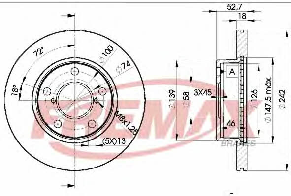Fremax BD-0032 Front brake disc ventilated BD0032: Buy near me in Poland at 2407.PL - Good price!