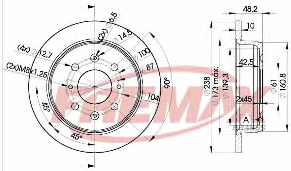 Fremax BD-0817 Rear brake disc, non-ventilated BD0817: Buy near me in Poland at 2407.PL - Good price!