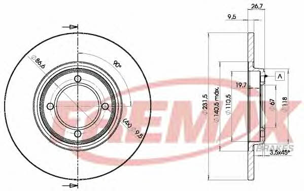 Fremax BD-0976 Unventilated front brake disc BD0976: Buy near me in Poland at 2407.PL - Good price!
