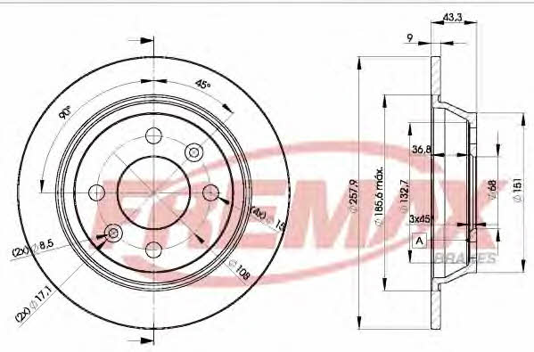 Fremax BD-1543 Rear brake disc, non-ventilated BD1543: Buy near me at 2407.PL in Poland at an Affordable price!