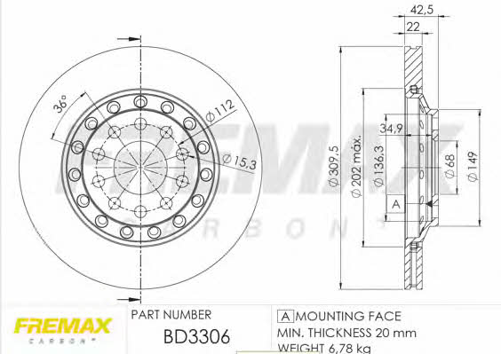 Fremax BD-3306 Тормозной диск задний вентилируемый BD3306: Отличная цена - Купить в Польше на 2407.PL!