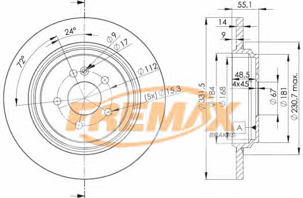 Fremax BD-3505 Rear brake disc, non-ventilated BD3505: Buy near me in Poland at 2407.PL - Good price!