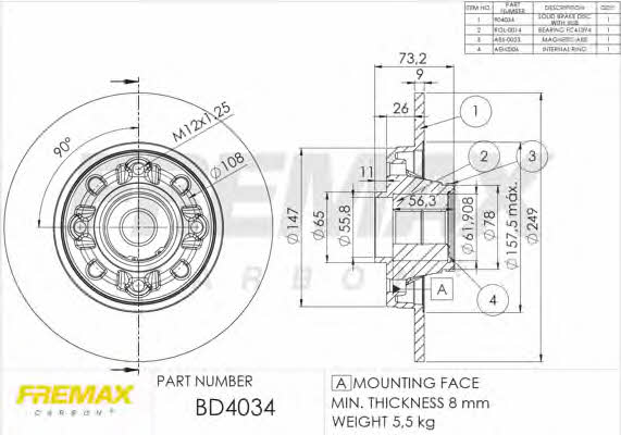 Fremax BD-4034 Тормозной диск задний невентилируемый BD4034: Отличная цена - Купить в Польше на 2407.PL!
