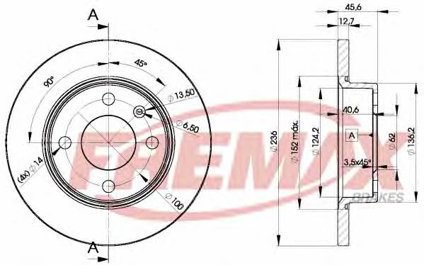 Fremax BD-4322 Unventilated front brake disc BD4322: Buy near me in Poland at 2407.PL - Good price!