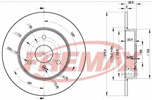 Fremax BD-4341 Unventilated front brake disc BD4341: Buy near me in Poland at 2407.PL - Good price!