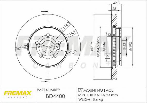 Fremax BD-4400 Front brake disc ventilated BD4400: Buy near me in Poland at 2407.PL - Good price!
