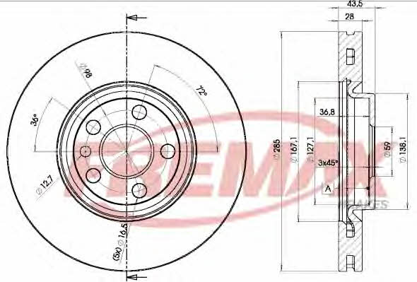 Fremax BD-4678 Front brake disc ventilated BD4678: Buy near me in Poland at 2407.PL - Good price!