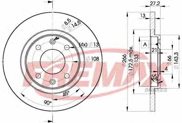 Fremax BD-4692 Unventilated front brake disc BD4692: Buy near me in Poland at 2407.PL - Good price!