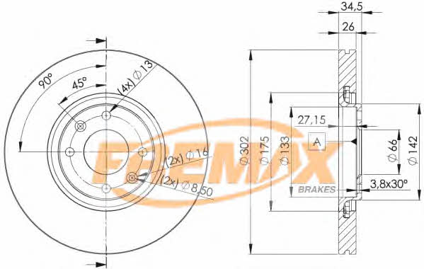Fremax BD-4698 Front brake disc ventilated BD4698: Buy near me in Poland at 2407.PL - Good price!