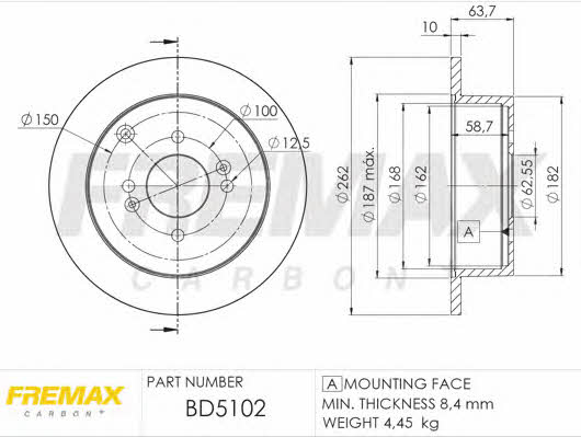 Fremax BD-5102 Rear brake disc, non-ventilated BD5102: Buy near me in Poland at 2407.PL - Good price!