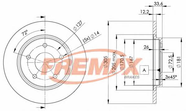 Fremax BD-5173 Rear brake disc, non-ventilated BD5173: Buy near me in Poland at 2407.PL - Good price!
