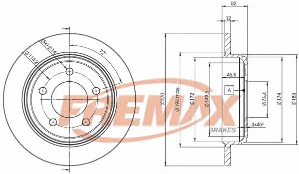 Fremax BD-5356 Rear brake disc, non-ventilated BD5356: Buy near me at 2407.PL in Poland at an Affordable price!