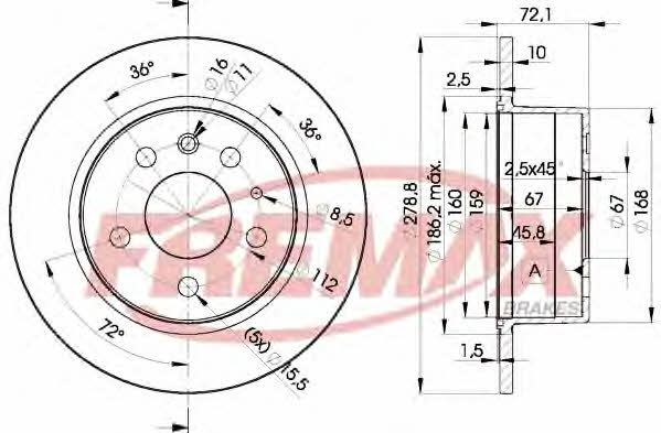 Fremax BD-5500 Rear brake disc, non-ventilated BD5500: Buy near me in Poland at 2407.PL - Good price!
