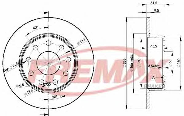 Fremax BD-5616 Rear brake disc, non-ventilated BD5616: Buy near me in Poland at 2407.PL - Good price!