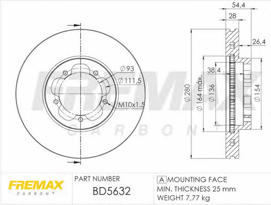 Fremax BD-5632 Front brake disc ventilated BD5632: Buy near me in Poland at 2407.PL - Good price!