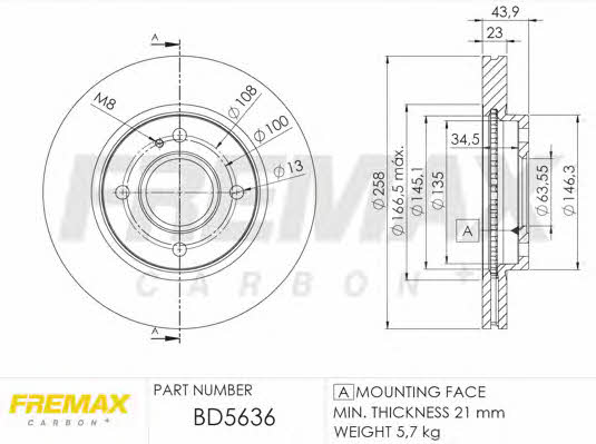 Fremax BD-5636 Тормозной диск передний вентилируемый BD5636: Отличная цена - Купить в Польше на 2407.PL!