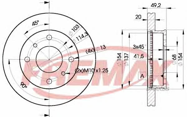 Fremax BD-6001 Front brake disc ventilated BD6001: Buy near me in Poland at 2407.PL - Good price!