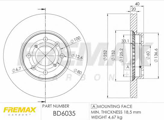 Fremax BD-6035 Front brake disc ventilated BD6035: Buy near me in Poland at 2407.PL - Good price!
