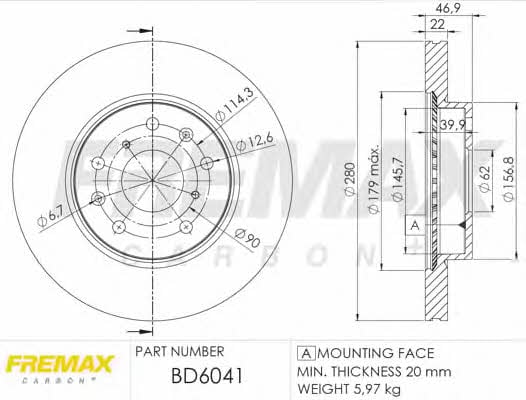 Fremax BD-6041 Front brake disc ventilated BD6041: Buy near me at 2407.PL in Poland at an Affordable price!