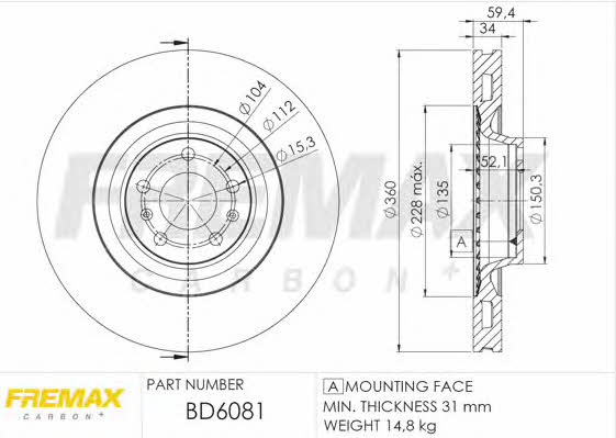 Fremax BD-6081 Тормозной диск передний вентилируемый BD6081: Отличная цена - Купить в Польше на 2407.PL!