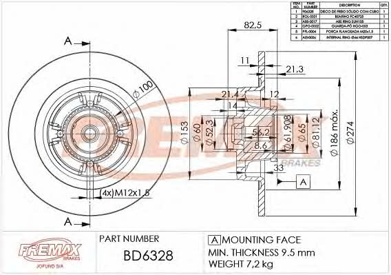 Fremax BD-6328 Rear brake disc, non-ventilated BD6328: Buy near me in Poland at 2407.PL - Good price!
