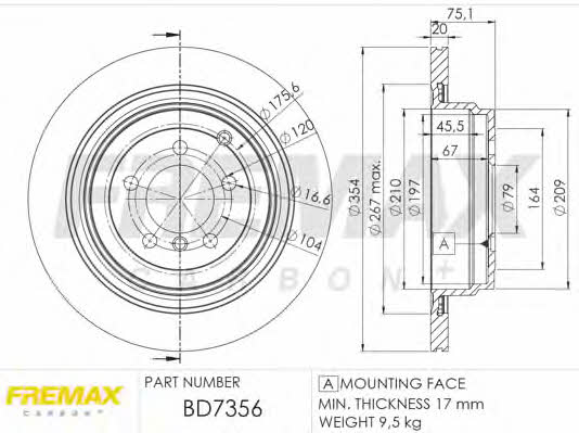 Fremax BD-7356 Rear ventilated brake disc BD7356: Buy near me in Poland at 2407.PL - Good price!