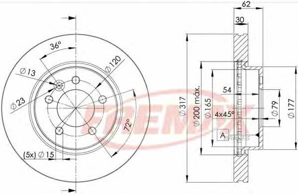 Fremax BD-7361 Rear ventilated brake disc BD7361: Buy near me in Poland at 2407.PL - Good price!