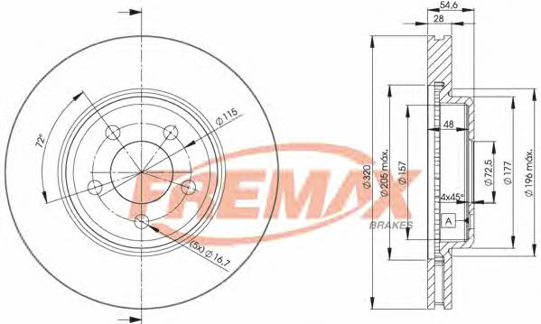 Fremax BD-9196 Front brake disc ventilated BD9196: Buy near me in Poland at 2407.PL - Good price!