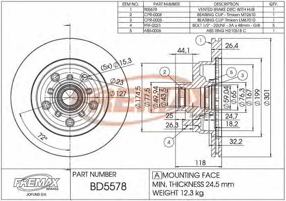 Fremax BD-5578 Front brake disc ventilated BD5578: Buy near me in Poland at 2407.PL - Good price!