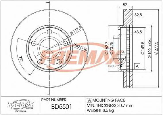 Fremax BD-5501 Тормозной диск передний вентилируемый BD5501: Отличная цена - Купить в Польше на 2407.PL!