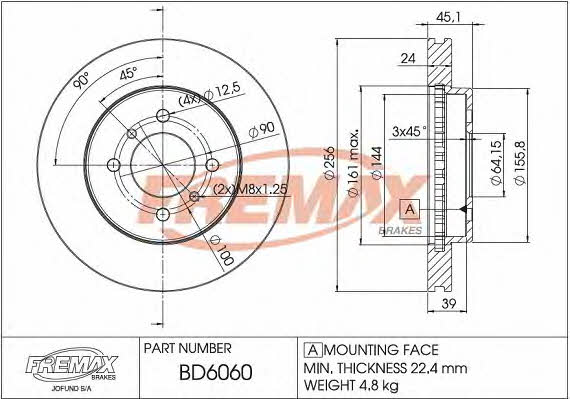 Fremax BD-6060 Front brake disc ventilated BD6060: Buy near me in Poland at 2407.PL - Good price!