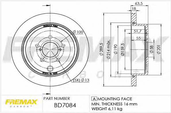 Fremax BD-7084 Rear ventilated brake disc BD7084: Buy near me in Poland at 2407.PL - Good price!