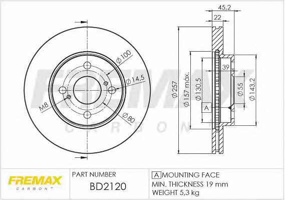 Fremax BD-2120 Front brake disc ventilated BD2120: Buy near me in Poland at 2407.PL - Good price!