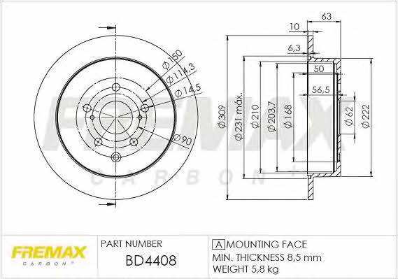 Fremax BD-4408 Rear brake disc, non-ventilated BD4408: Buy near me in Poland at 2407.PL - Good price!