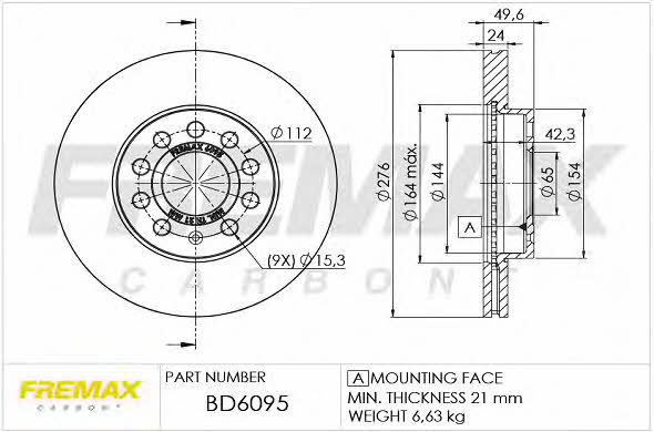 Fremax BD-6095 Тормозной диск передний вентилируемый BD6095: Отличная цена - Купить в Польше на 2407.PL!
